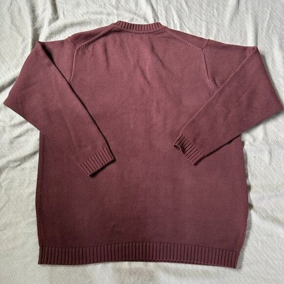 Men's L.L. Bean XXL Tall V-Neck‎ Sweater Burgundy Brown Purple Knit Cotton - Picture 12 of 13